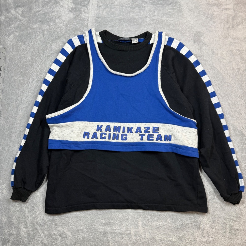 Vintage Cotler Kamikaze Racing Team Sweatshirt Mens XL Black Blue 90s